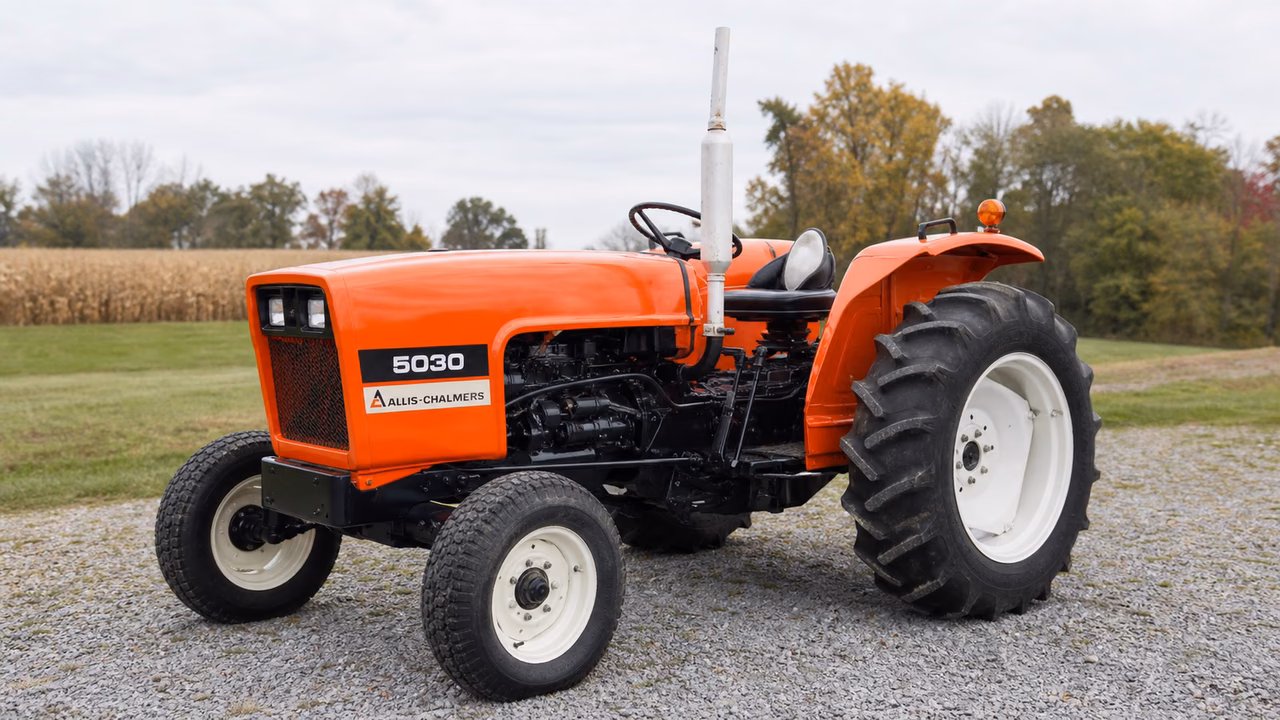Allis Chalmers 5030 tractor in a rural farm setting.