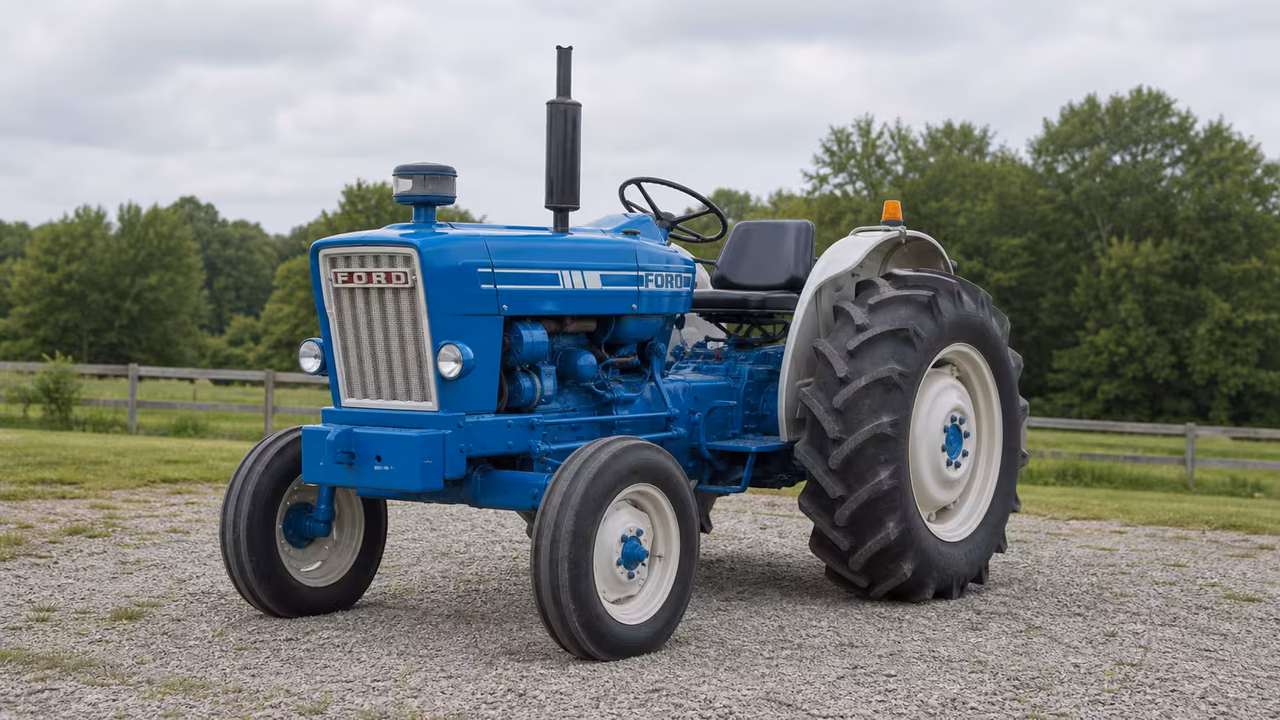 Ford 771 tractor in a rural farm setting.