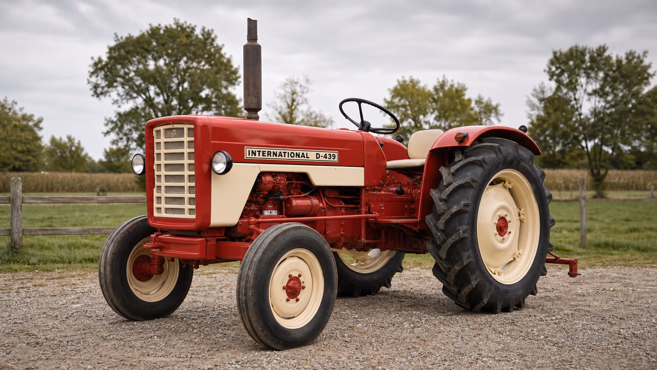 International Harvester D-439 tractor in a rural farm setting.