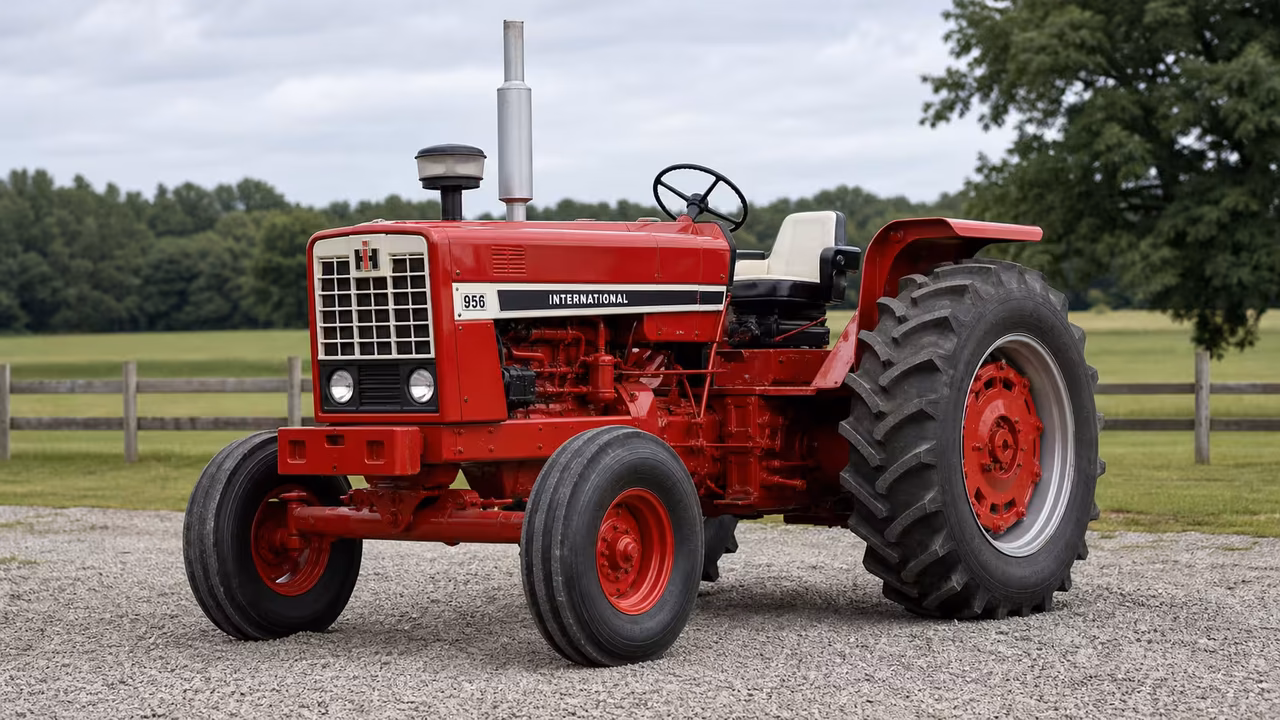 International Harvester 956 tractor in a rural farm setting.