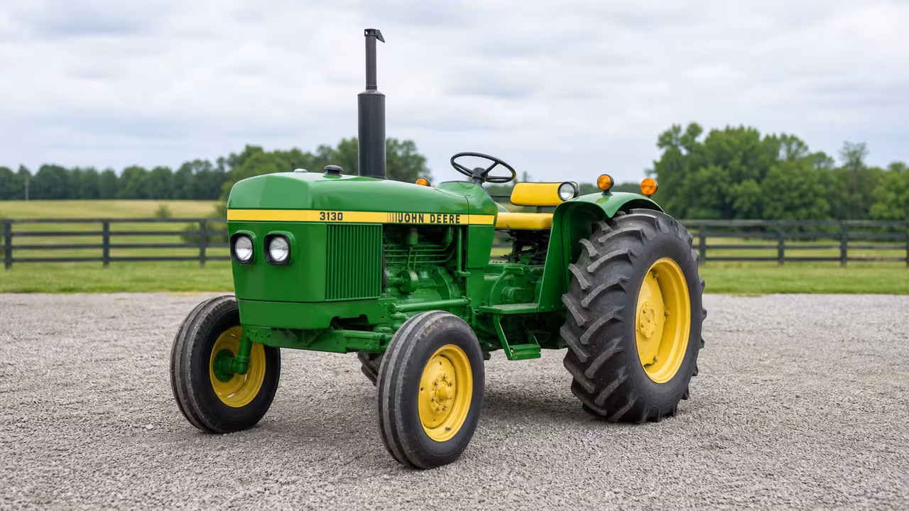 John Deere 3130 tractor in a rural farm setting.