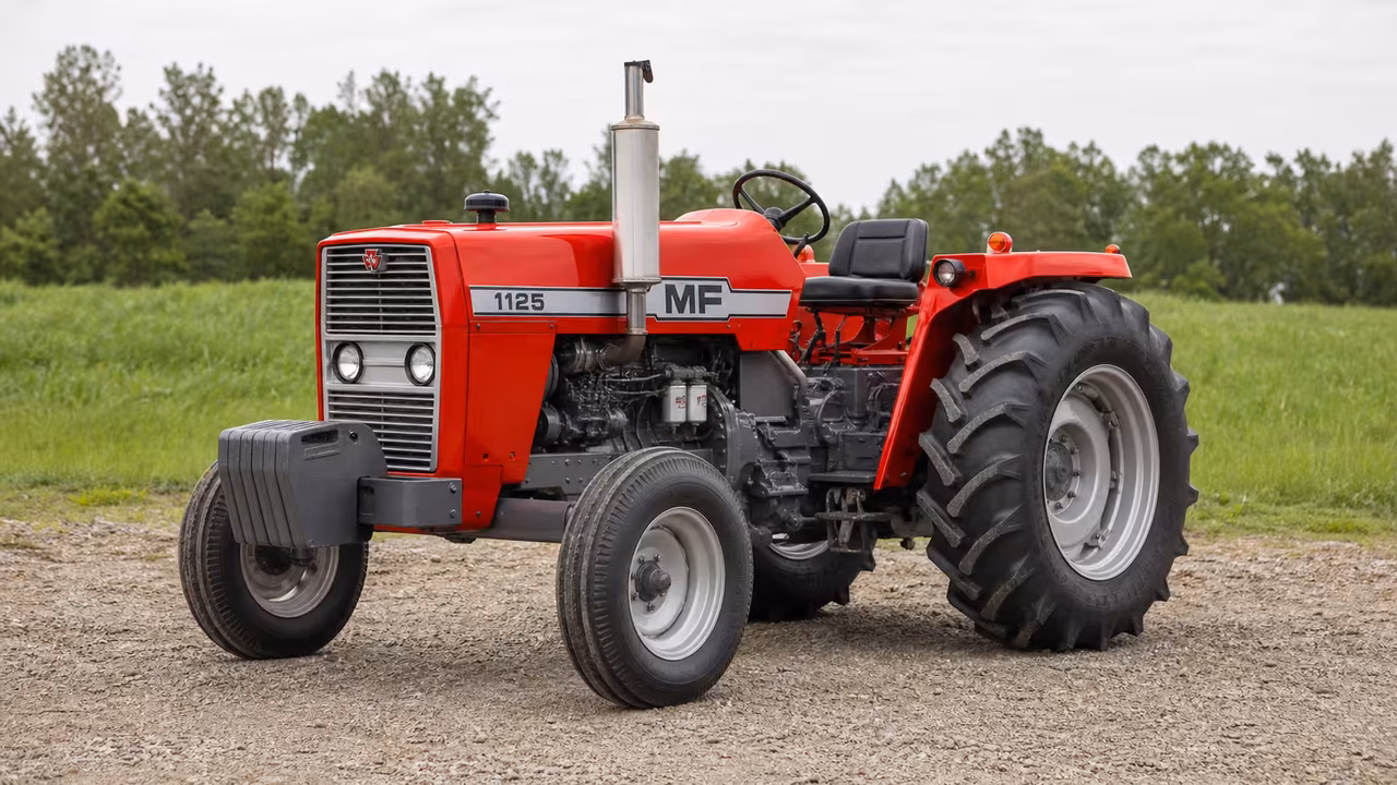 Massey Ferguson 1125 tractor in a rural farm setting.