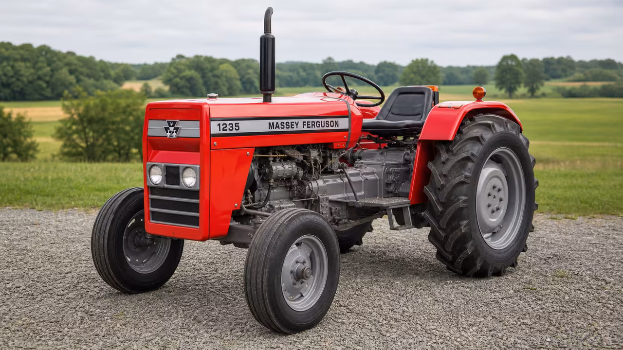 Massey Ferguson 1235 tractor in a rural farm setting.