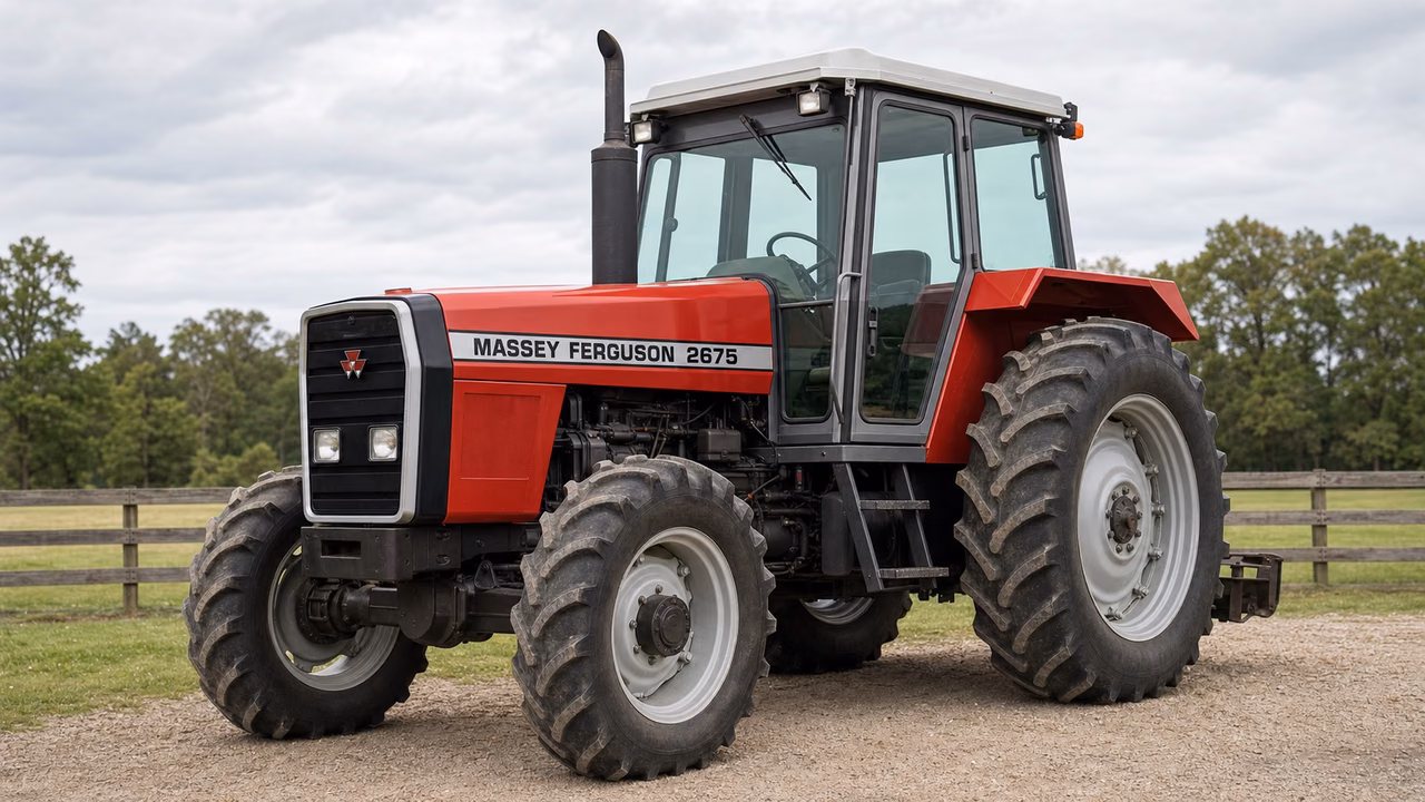 Massey Ferguson 2675 tractor in a rural farm setting.