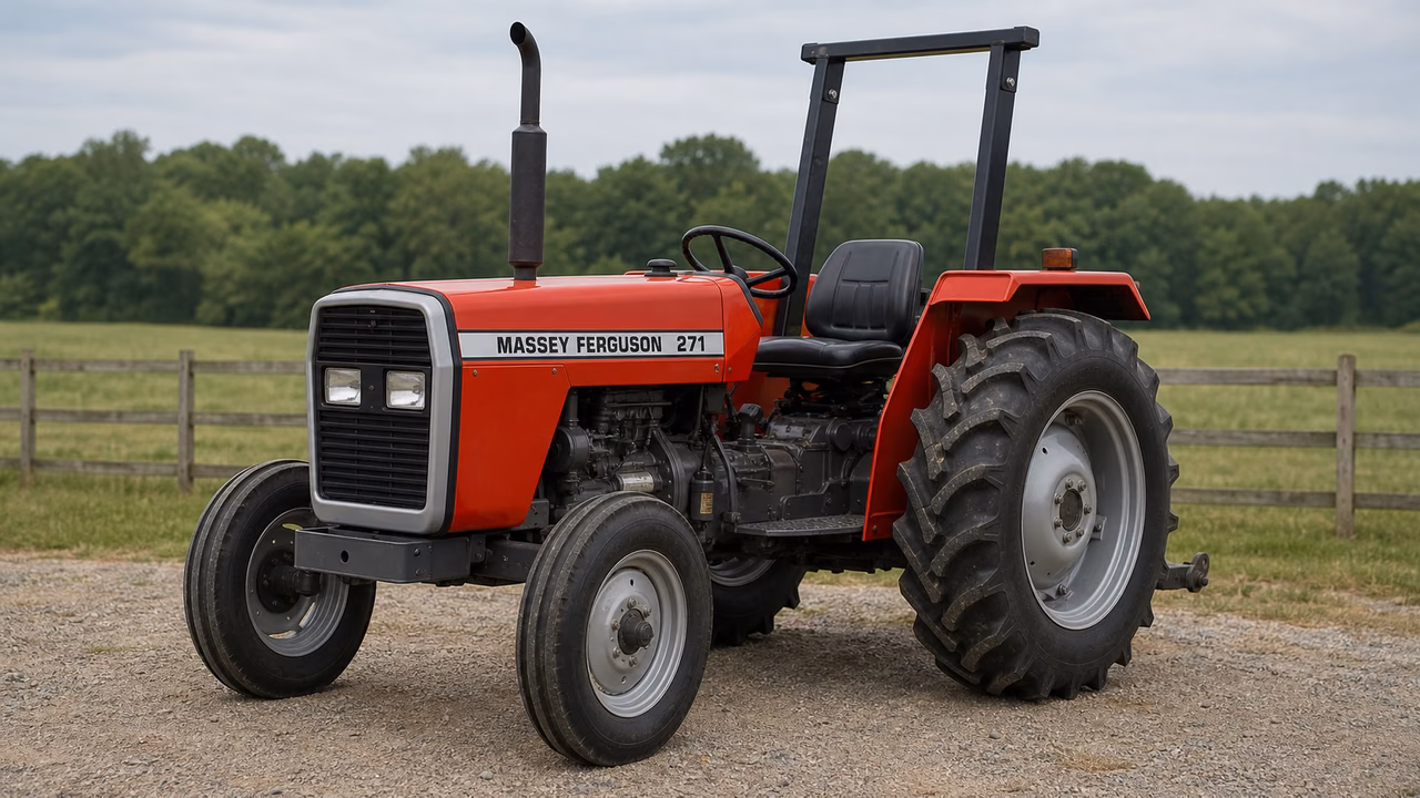 Massey Ferguson 271 tractor in a rural farm setting.