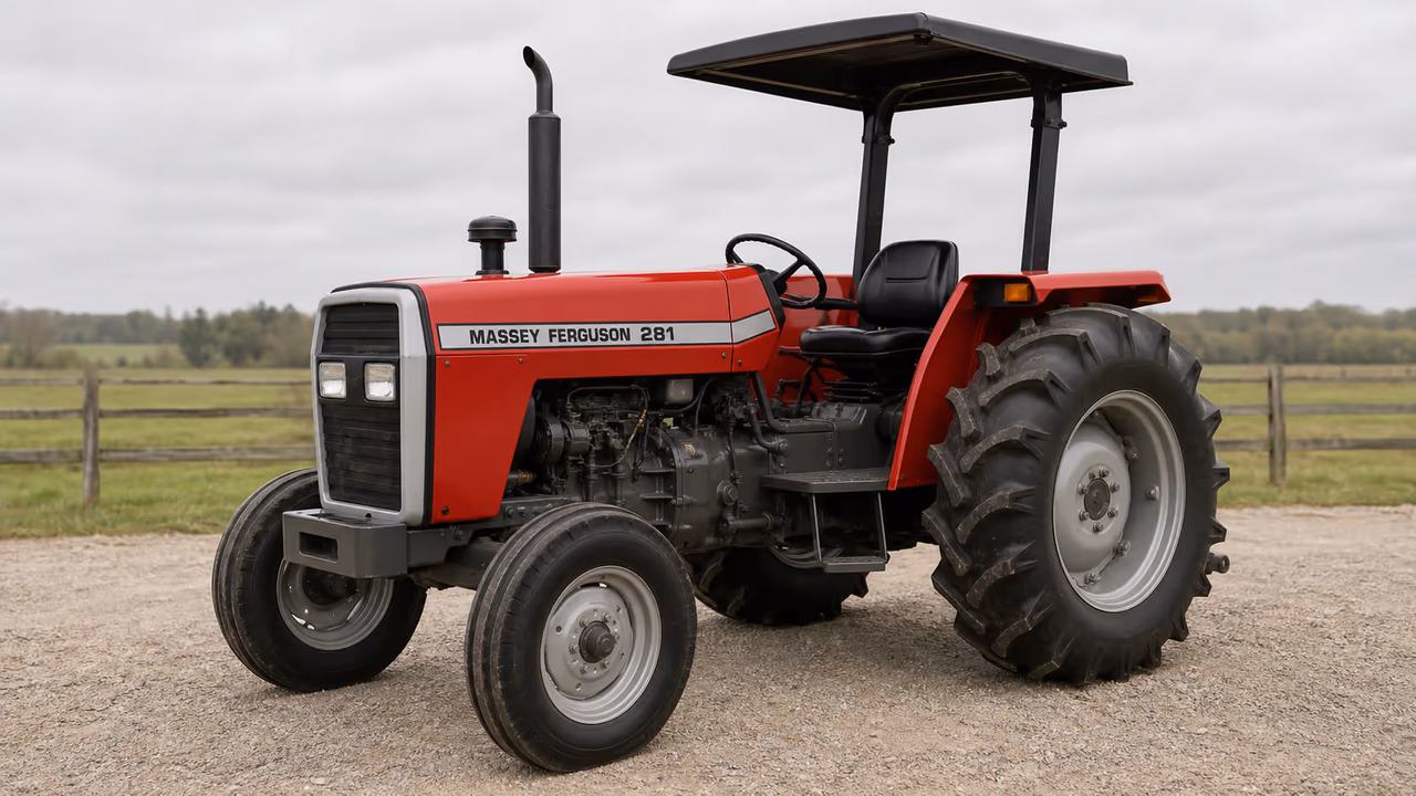 Massey Ferguson 281 tractor in a rural farm setting.