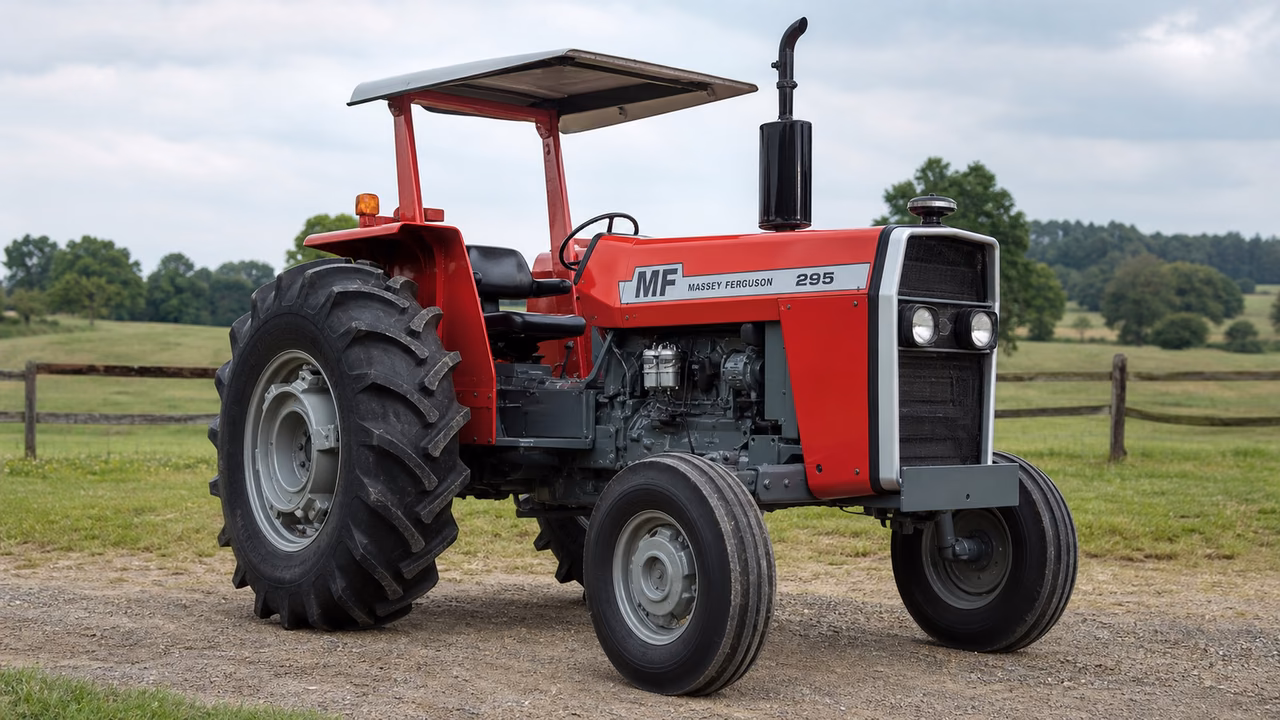 Massey Ferguson 295 tractor in a rural farm setting.